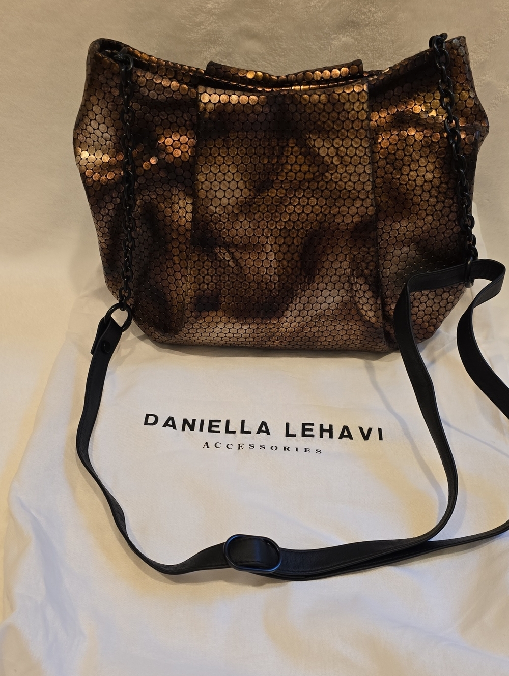 Metallic Bronze Leather Clutch Or Shoulder Bag